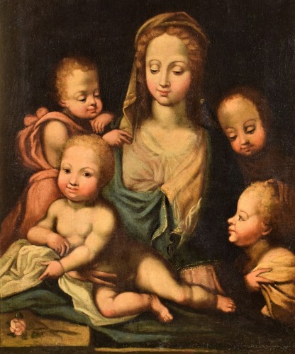 Madonna with Child and Angels -  Italy,16th century - Paintings & Drawings Style Renaissance